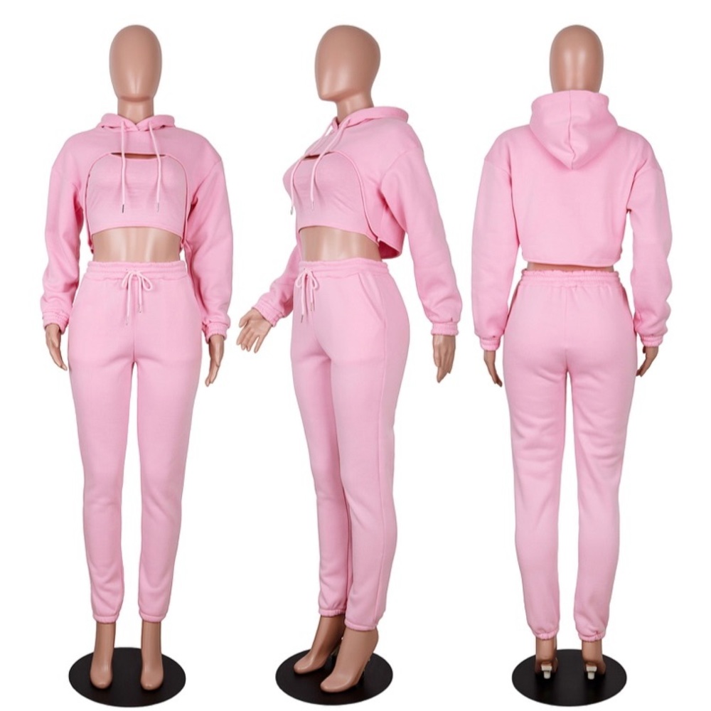 Women 3Pcs Outfit Hoodies Sweatsuit